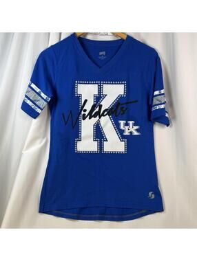 Kentucky Wildcats Shirt Medium Adult Short Sleeve Blue Soffee UK V Neck Women’s